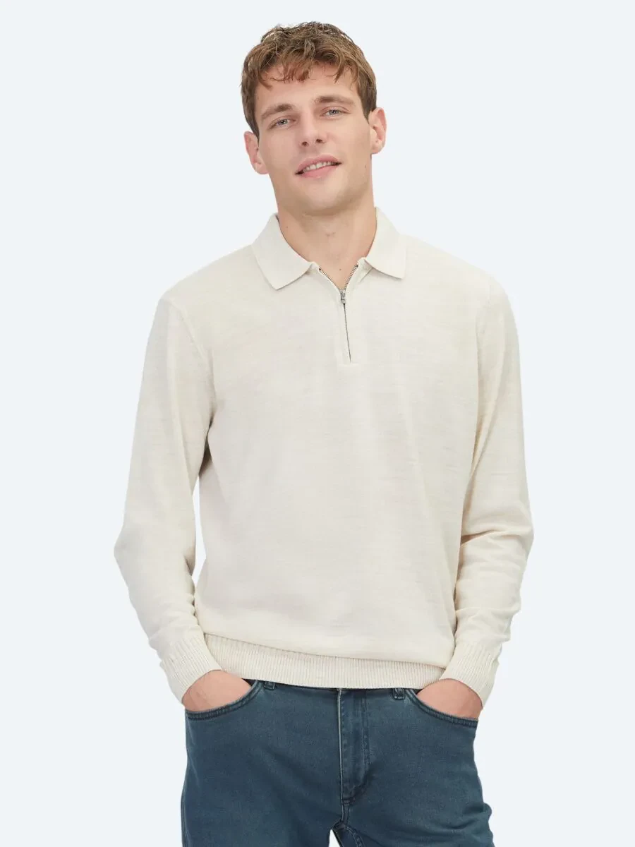 Beige Knitwear Sweatshirt - 1
