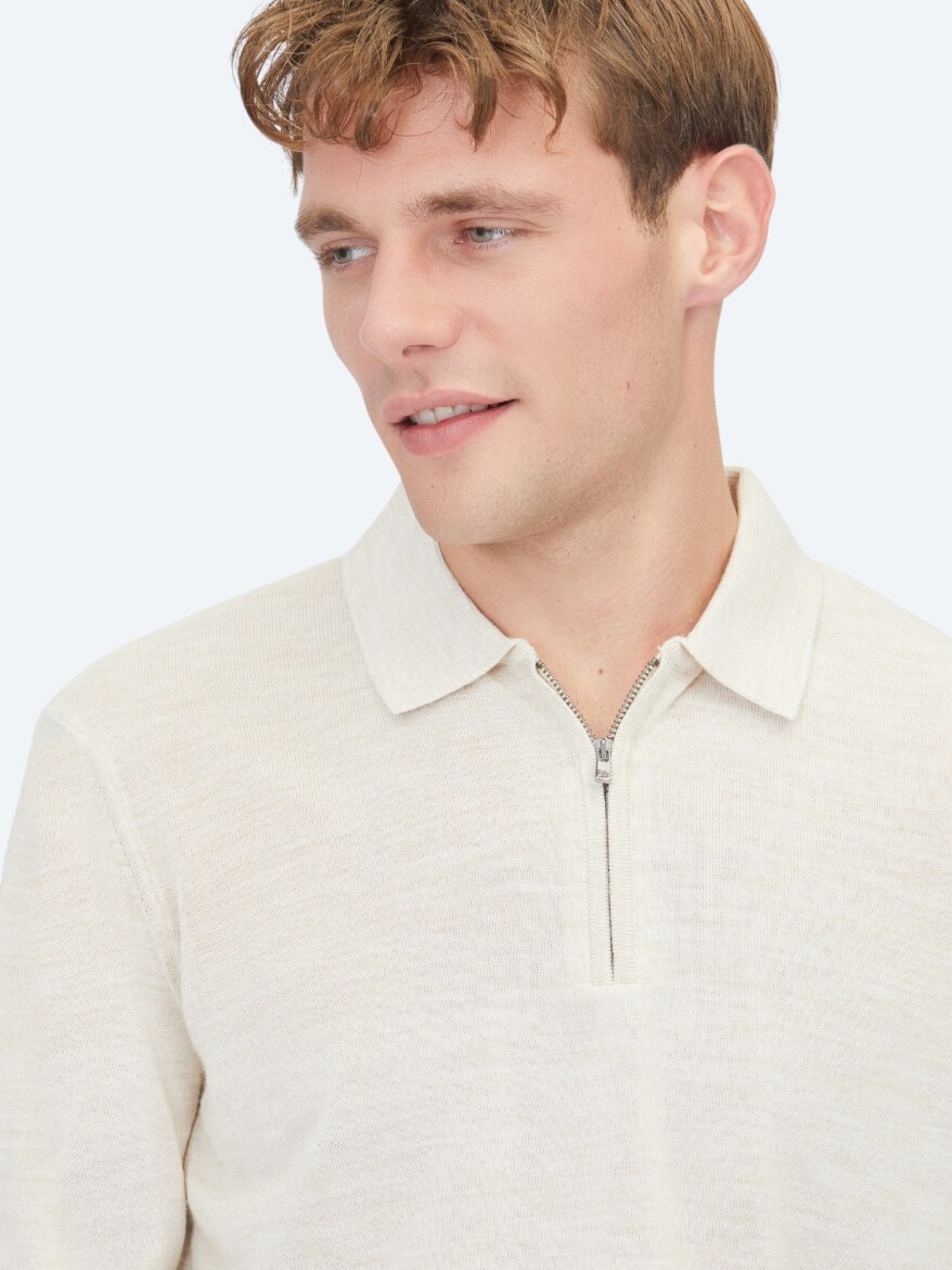 Beige Knitwear Sweatshirt - 3