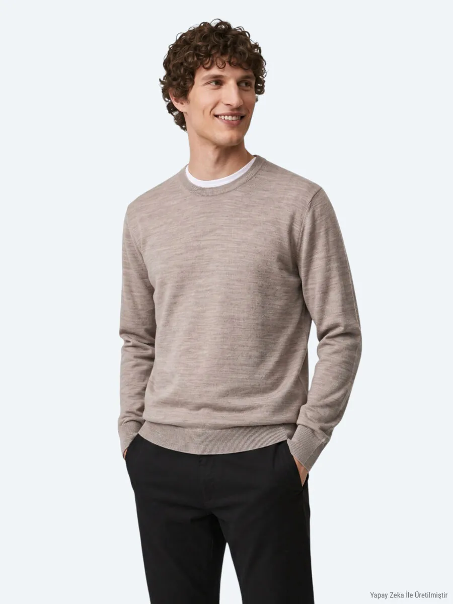 Beige Knitwear Sweatshirt - 1