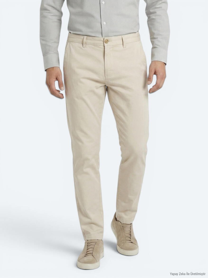 Beige Material Jogging Fit Casual Trousers - 2