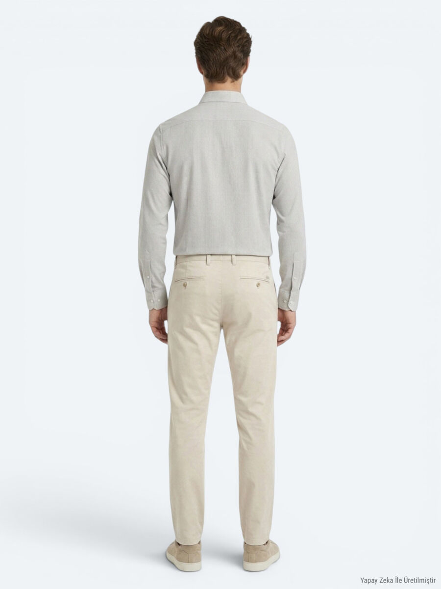 Beige Material Jogging Fit Casual Trousers - 4