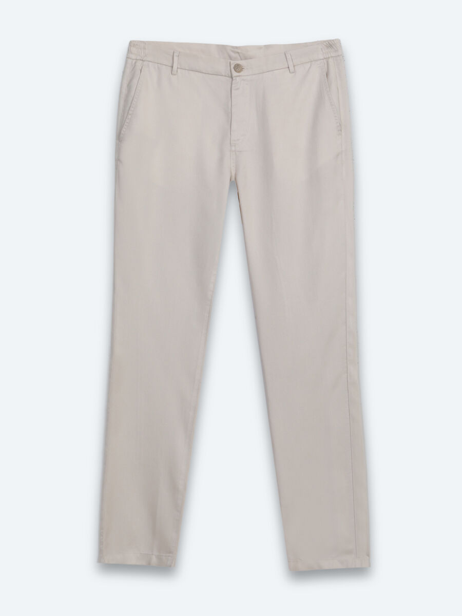 Beige Material Jogging Fit Casual Trousers - 5