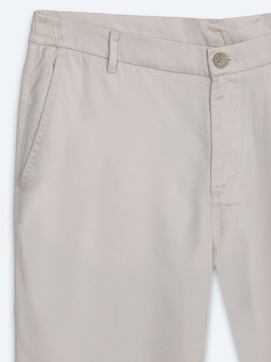 Beige Material Jogging Fit Casual Trousers - 6