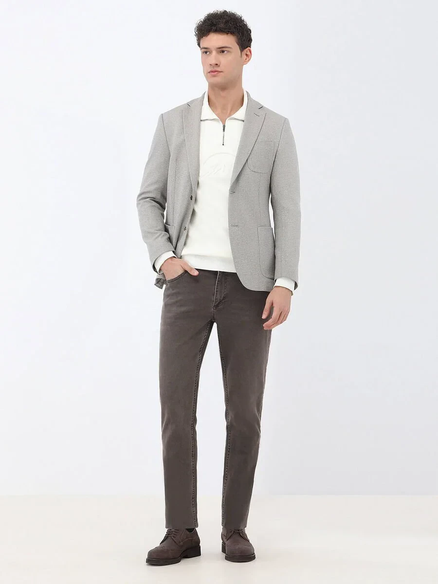 Beige Micro Slim Fit Suit - 2