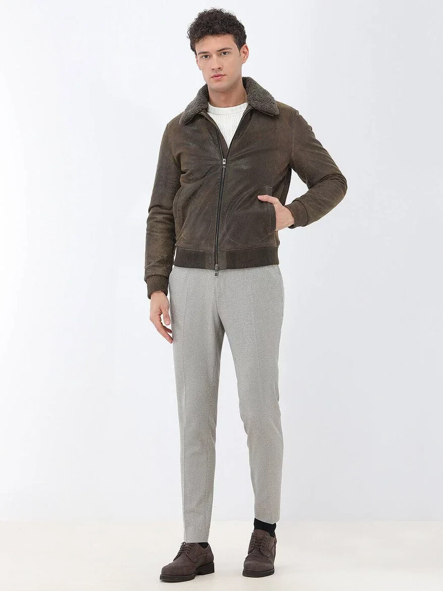 Beige Micro Slim Fit Suit - 3
