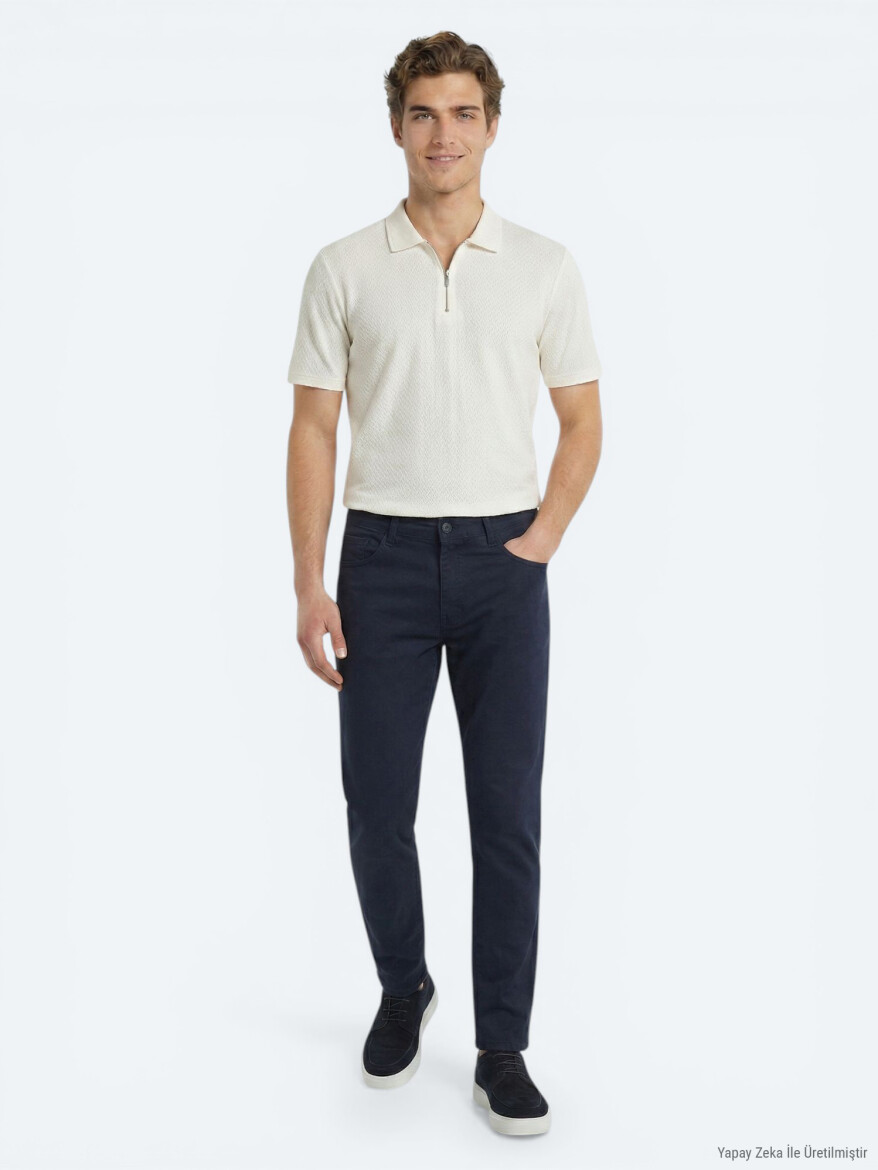 Beige Patterned Cotton Blended T-Shirt - KİP