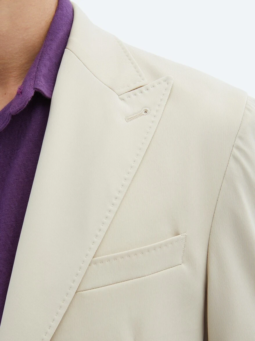Beige Patterned Modern Fit Jacket - 5