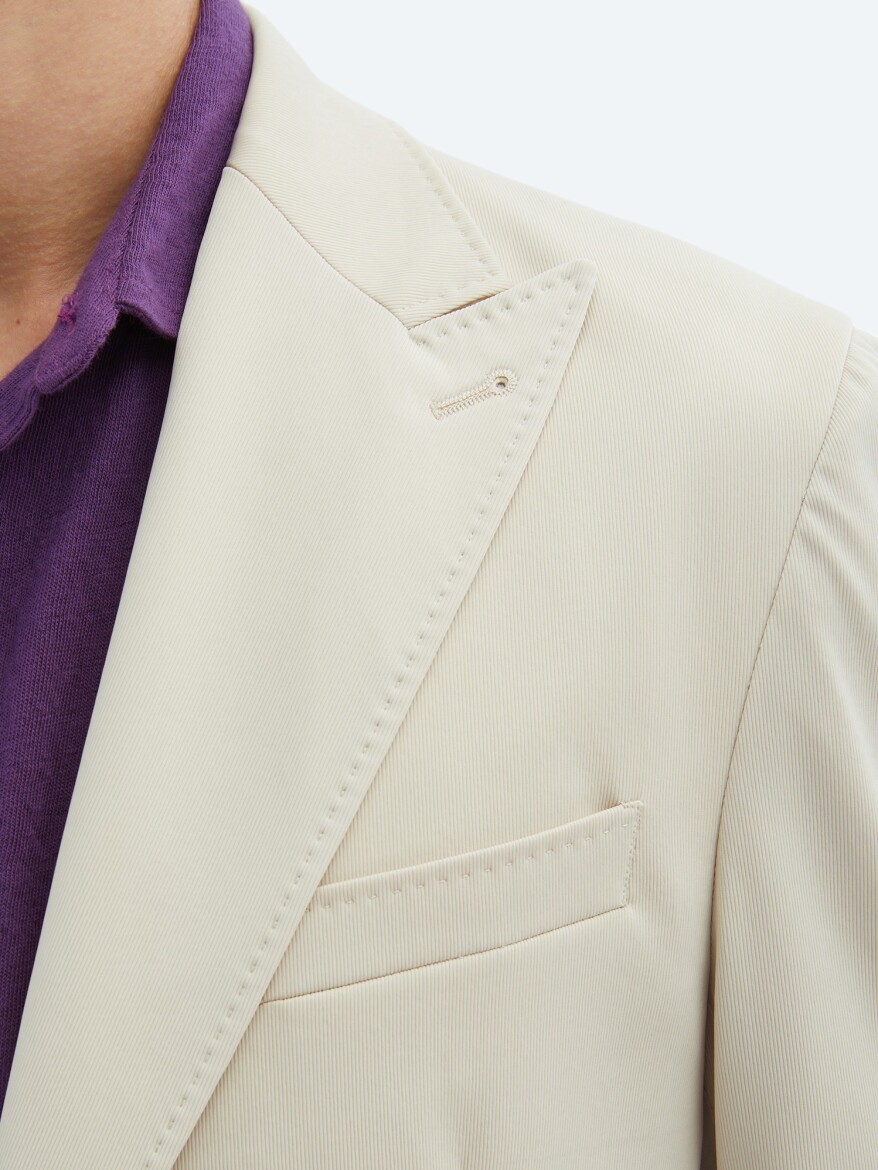 Beige Patterned Modern Fit Jacket - 5