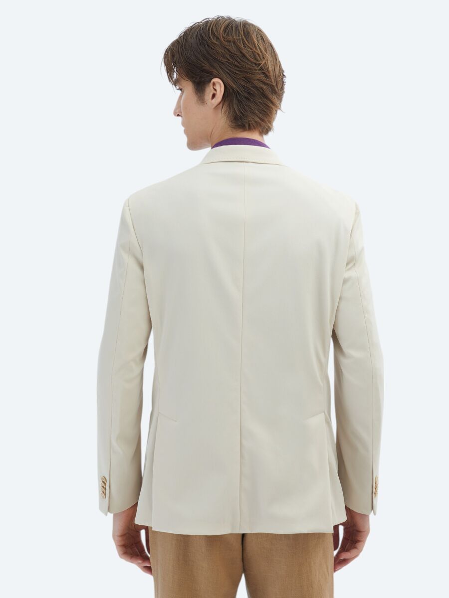 Beige Patterned Modern Fit Jacket - 6