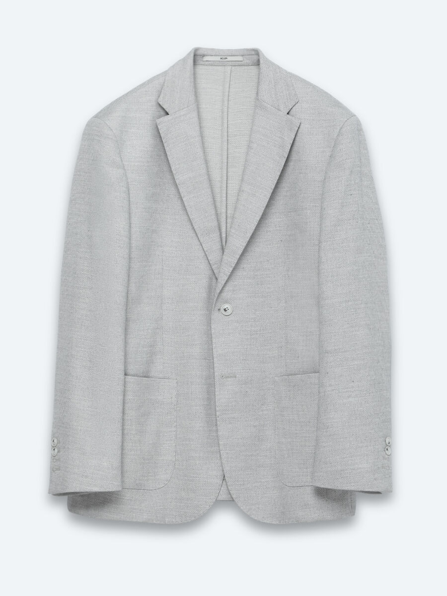 Beige Patterned Modern Fit Linen Blended Jacket - 5