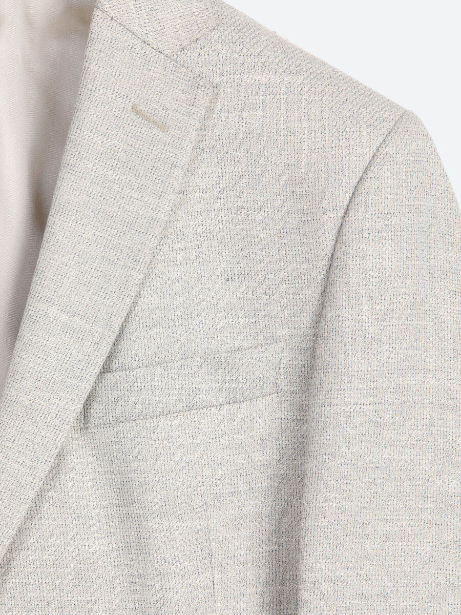 Beige Patterned Modern Fit Linen Blended Jacket - 9