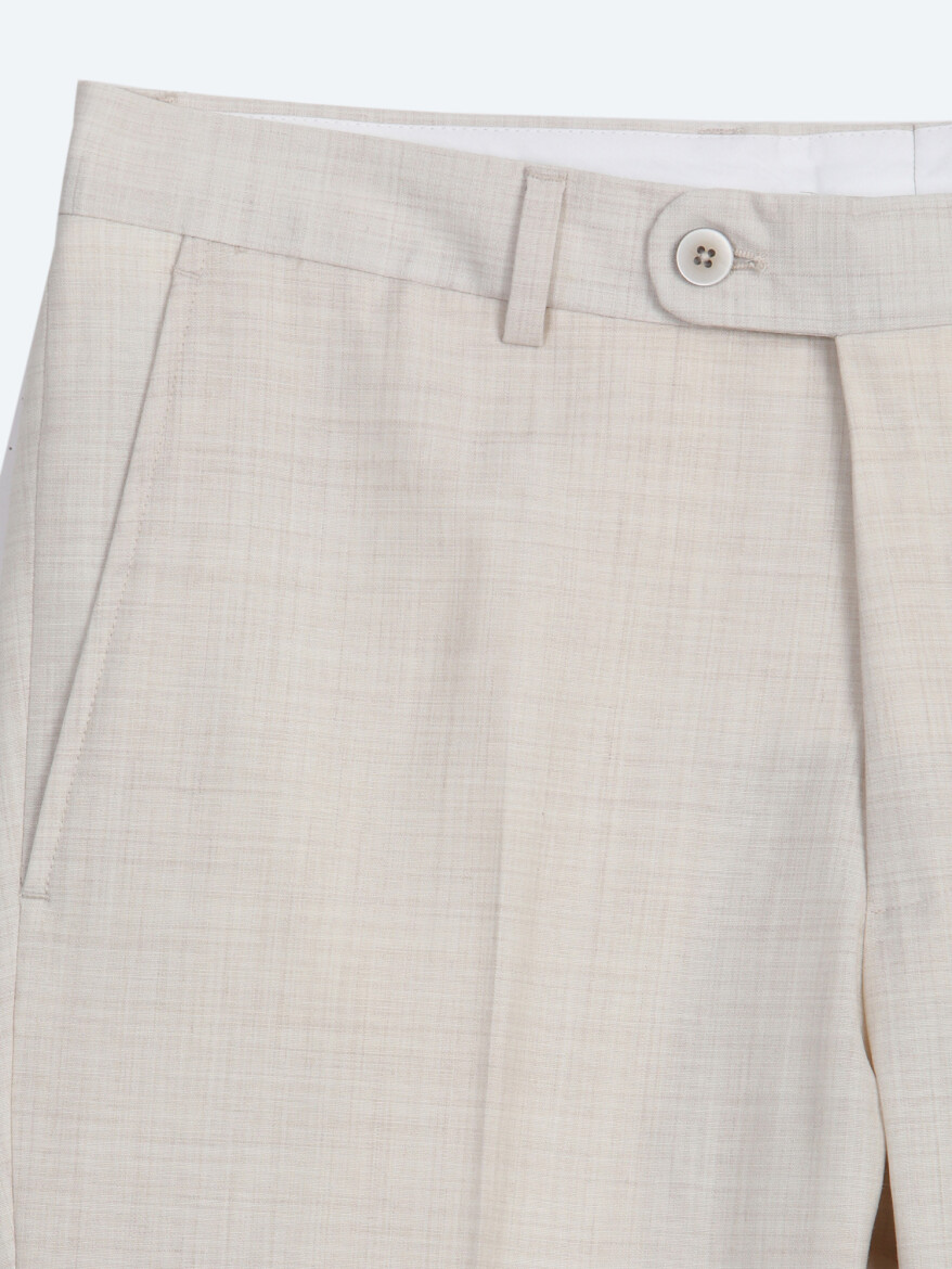 Beige Patterned Modern Fit Wool Blended Suit - 10