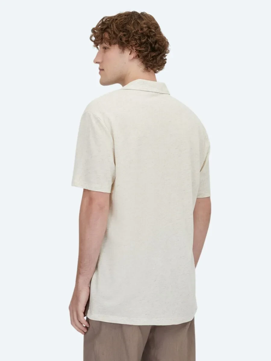 Beige Patterned Regular Fit Knitting Casual Linen Blended Shirt - 4