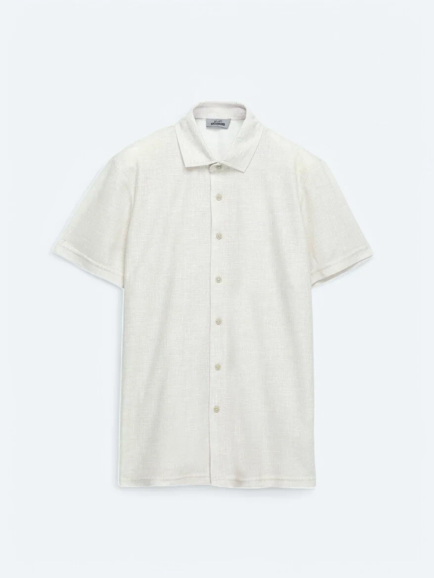 Beige Patterned Regular Fit Knitting Casual Shirt - 6