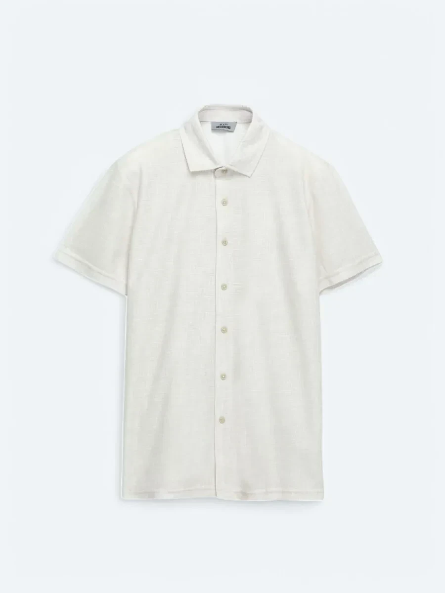 Beige Patterned Regular Fit Knitting Casual Shirt - 6