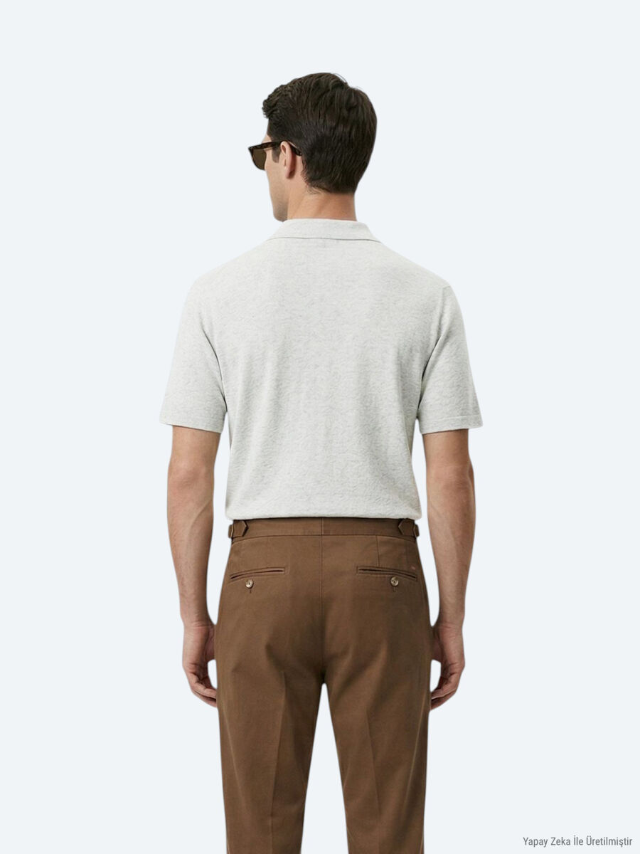 Beige Patterned Regular Fit Short Knitting Casual Linen Blended Shirt - 6