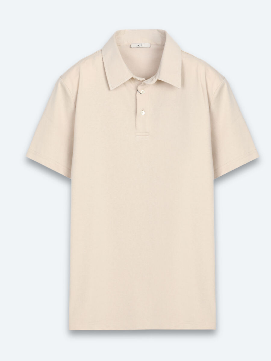 Beige Plain Cotton Blended T-Shirt - 6