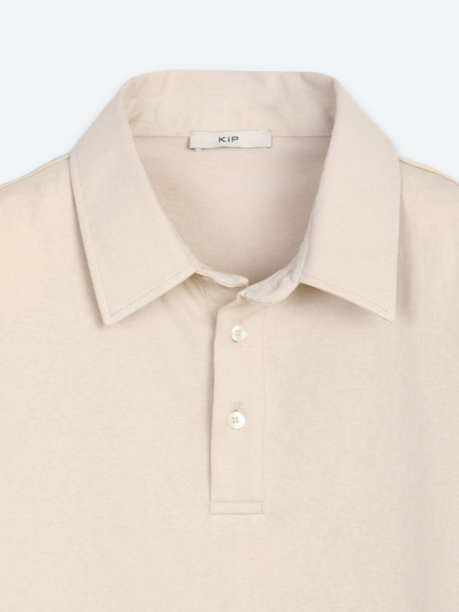 Beige Plain Cotton Blended T-Shirt - 8