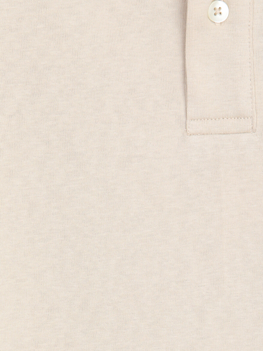 Beige Plain Cotton Blended T-Shirt - 9