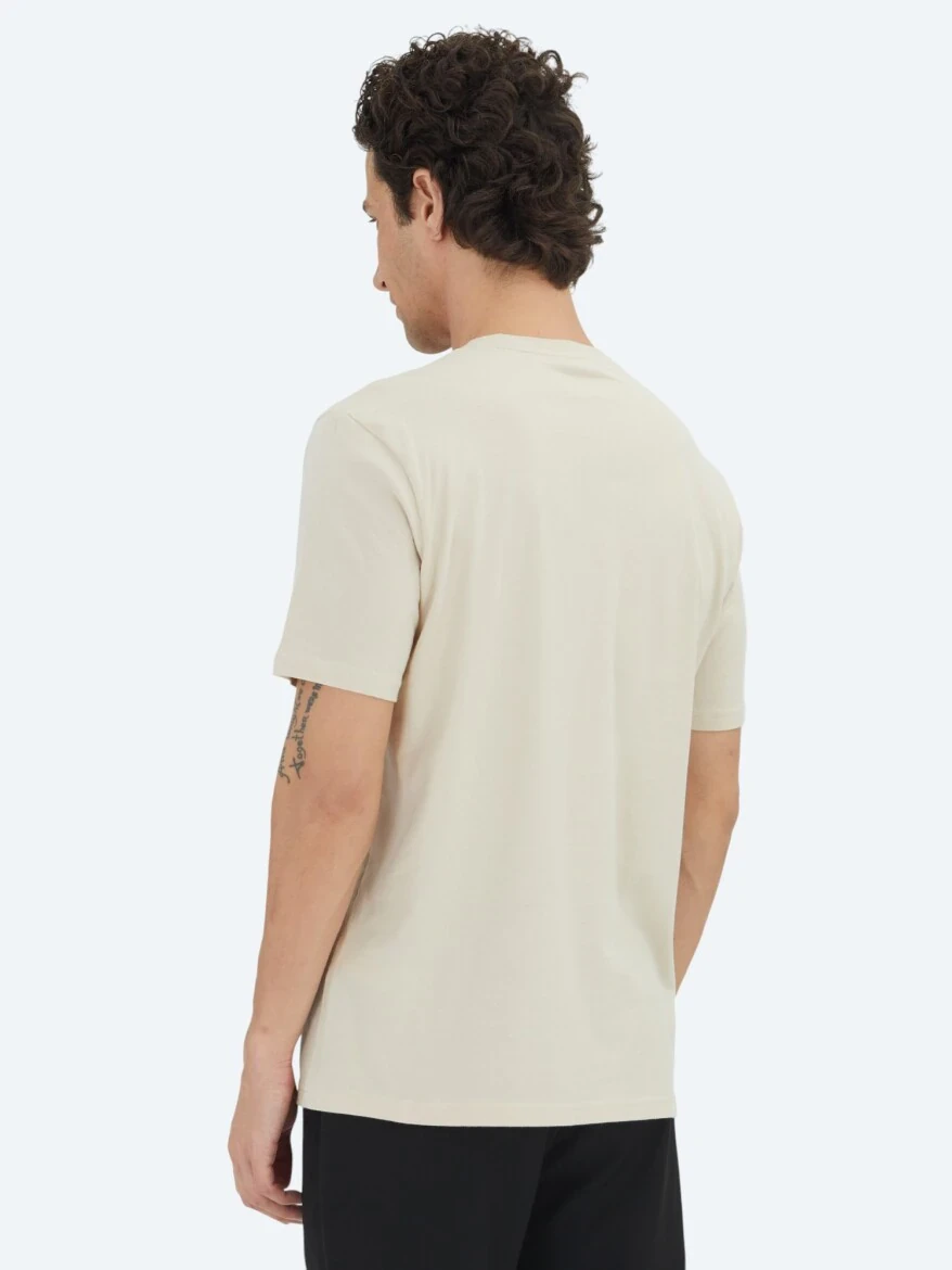 Beige Plain Crew Neck 100% Cotton T-Shirt - 5