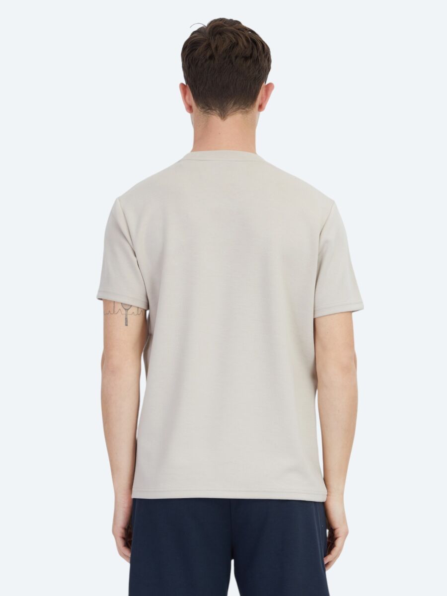 Beige Plain Crew Neck T-Shirt - 5