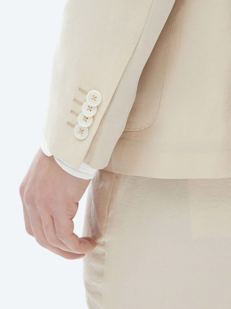 Beige Plain Modern Fit Suit - 16