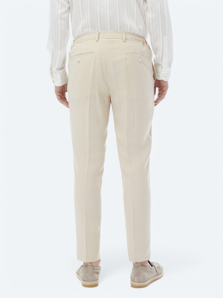 Beige Plain Modern Fit Suit - 19