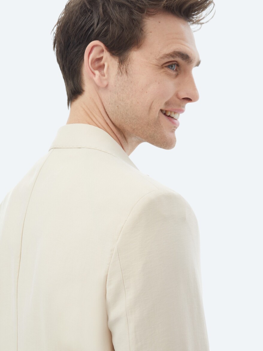 Beige Plain Modern Fit Suit - 20