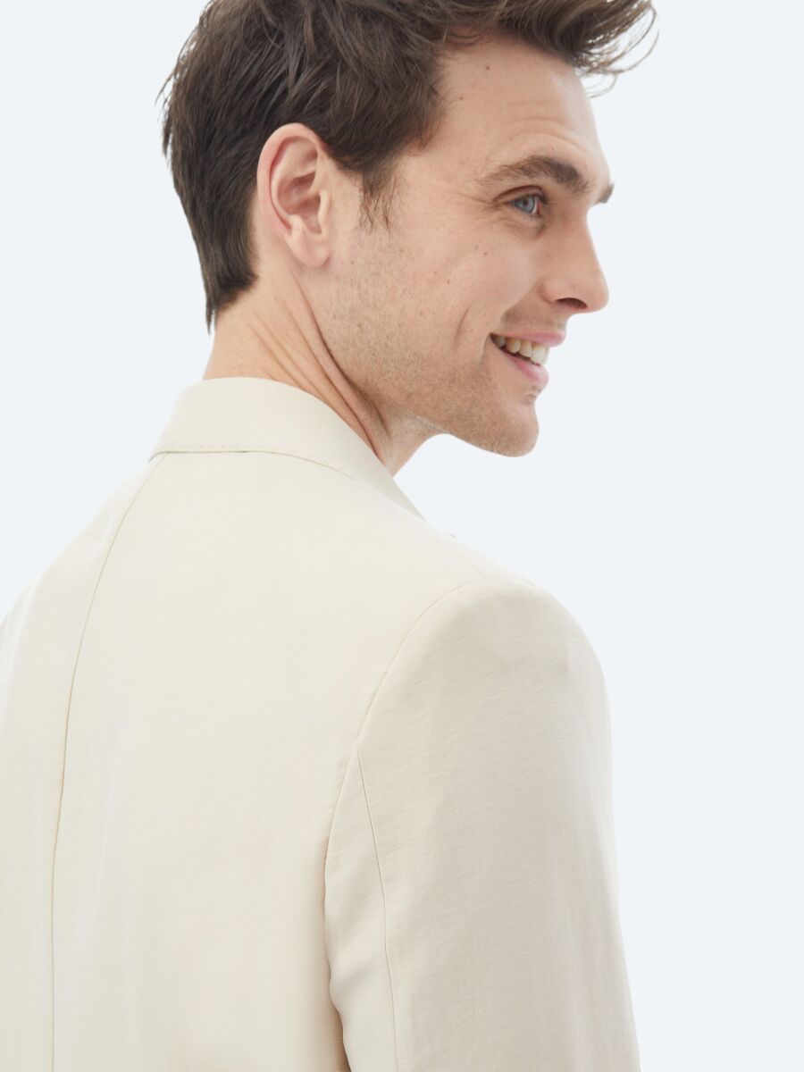 Beige Plain Modern Fit Suit - 20