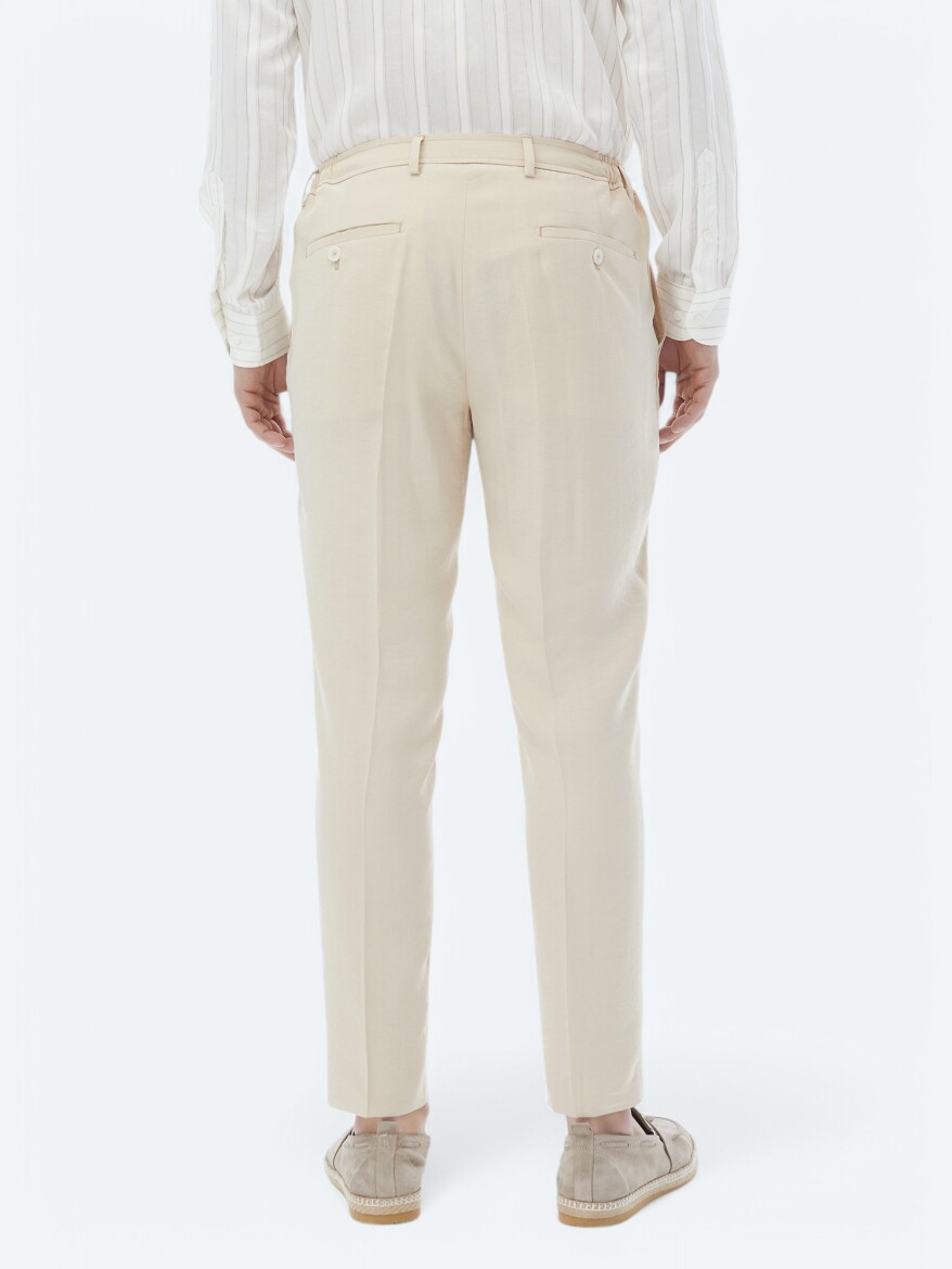 Beige Plain Modern Fit Suit - 13