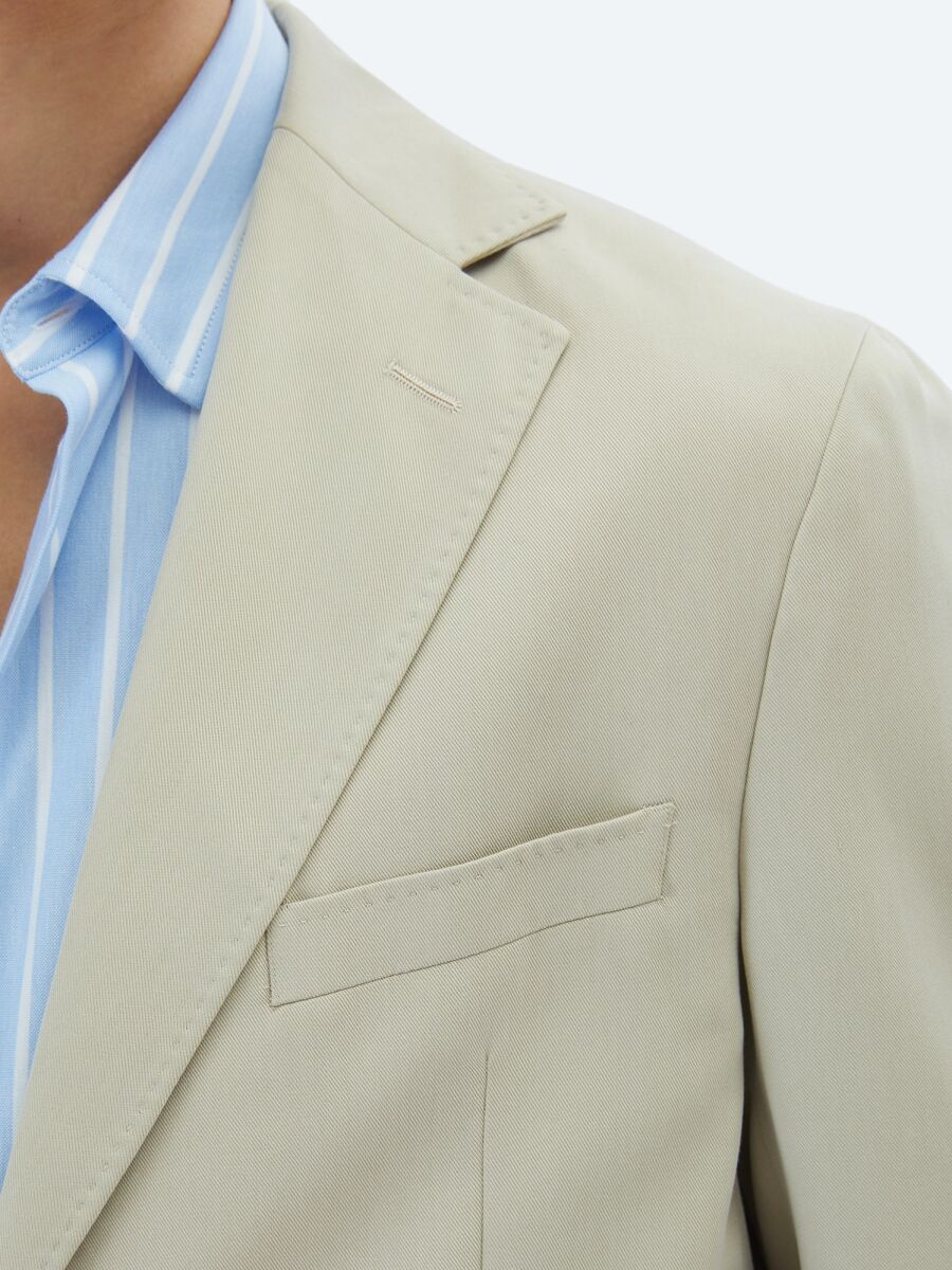 Beige Plain Modern Fit Suit - 7