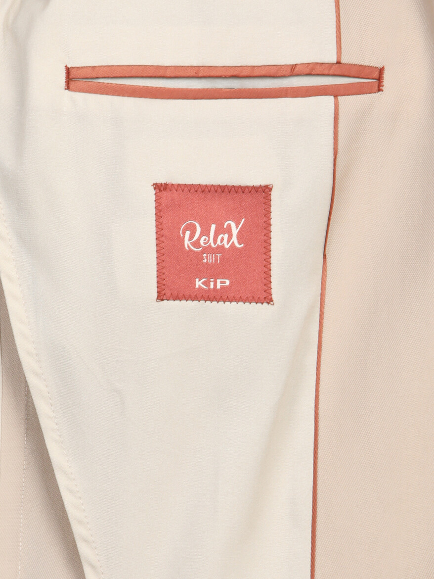 Beige Plain Modern Fit Suit - 6