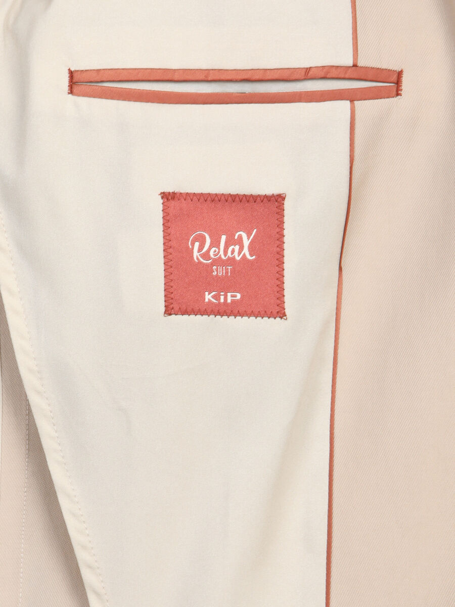 Beige Plain Modern Fit Suit - 6