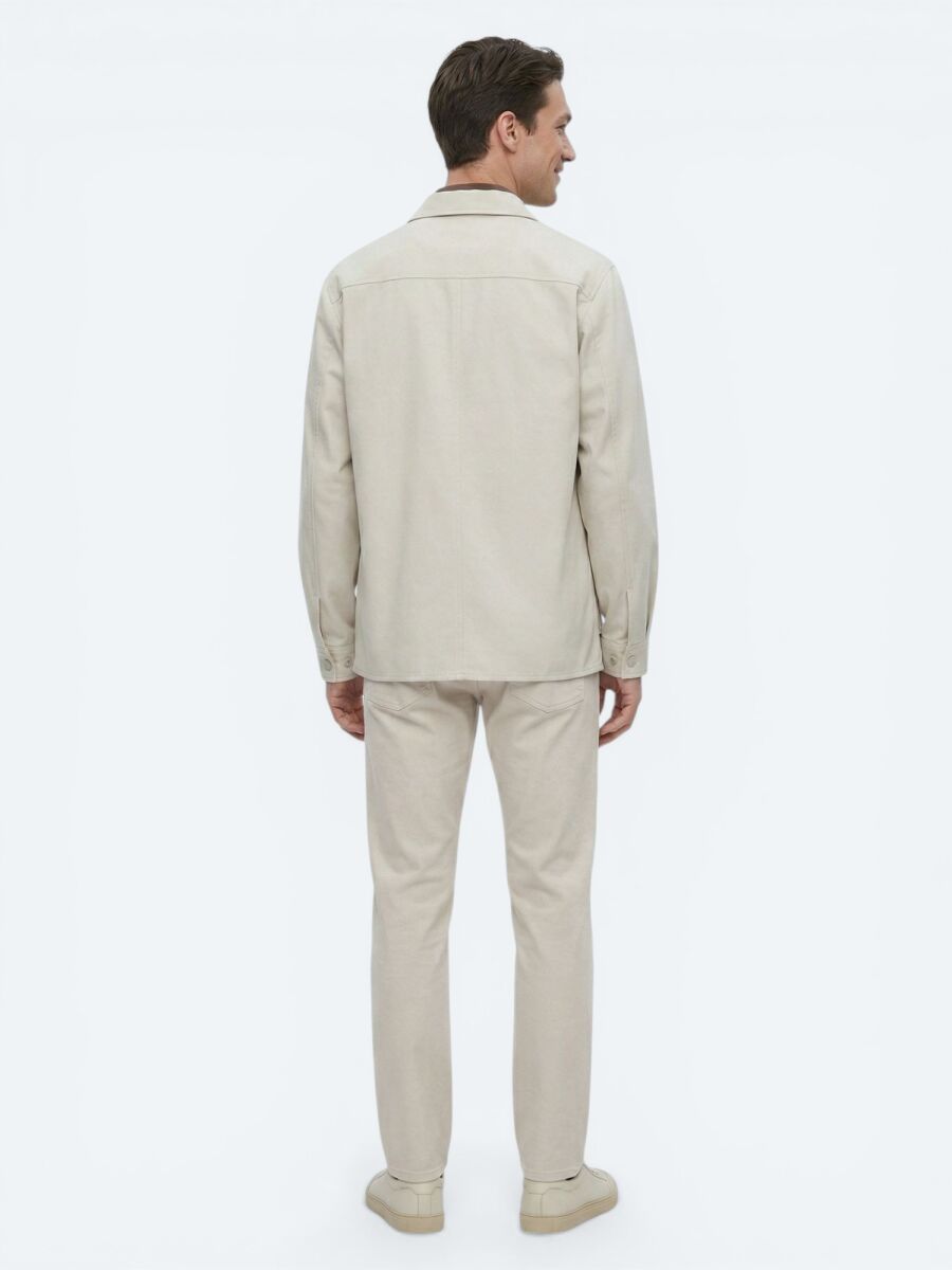 Beige Plain Regular Fit Lightweight Jacket - 5