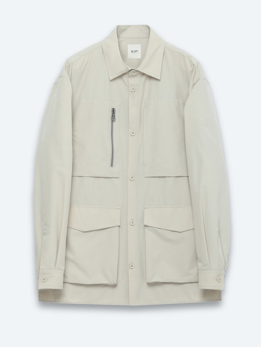 Beige Plain Regular Fit Lightweight Jacket - 6