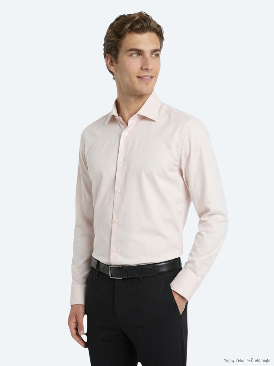 Beige Plain Regular Fit Long Knitting Casual Shirt - 1