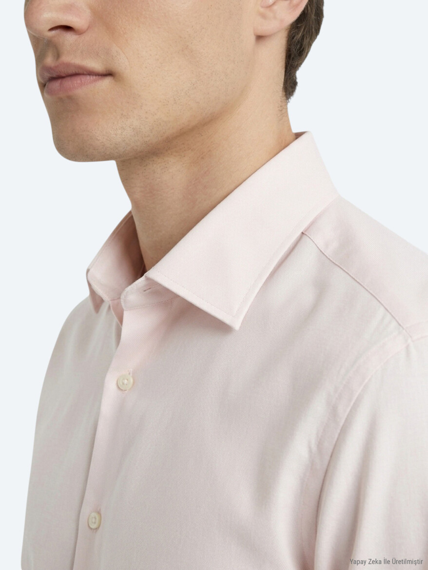 Beige Plain Regular Fit Long Knitting Casual Shirt - 3