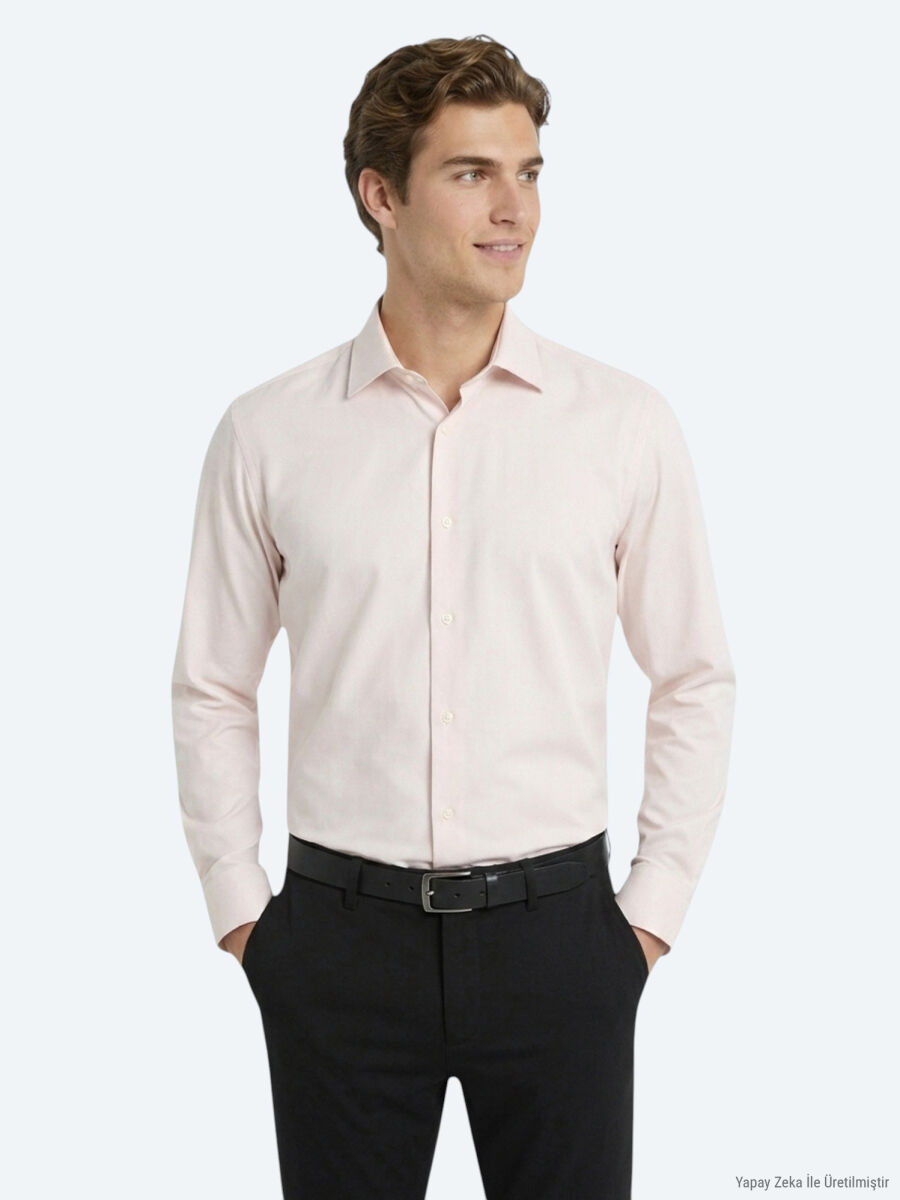 Beige Plain Regular Fit Long Knitting Casual Shirt - 4