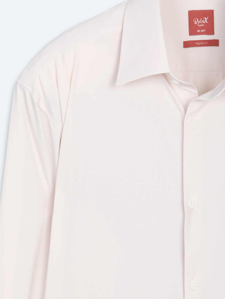 Beige Plain Regular Fit Long Knitting Casual Shirt - 7