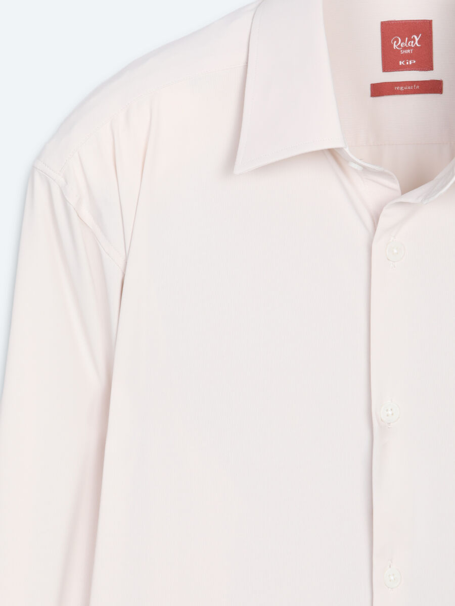 Beige Plain Regular Fit Long Knitting Casual Shirt - 7