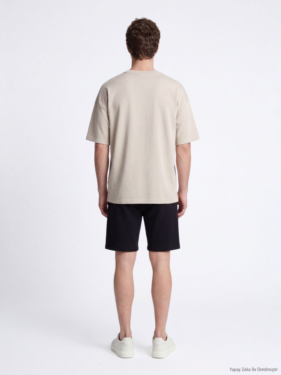 Beige Plain T-Shirt - 5