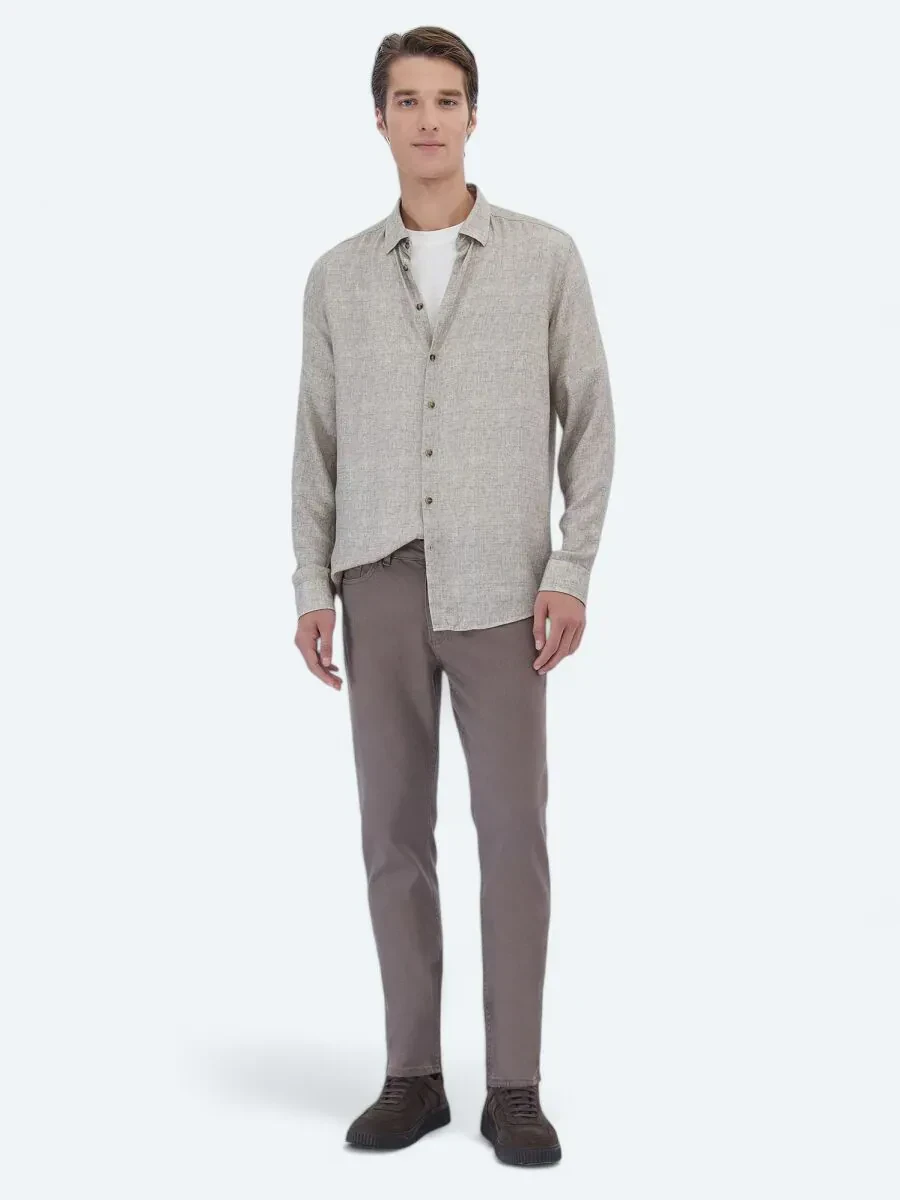 Beige Printed Regular Fit Weaving Casual Shirt - 2