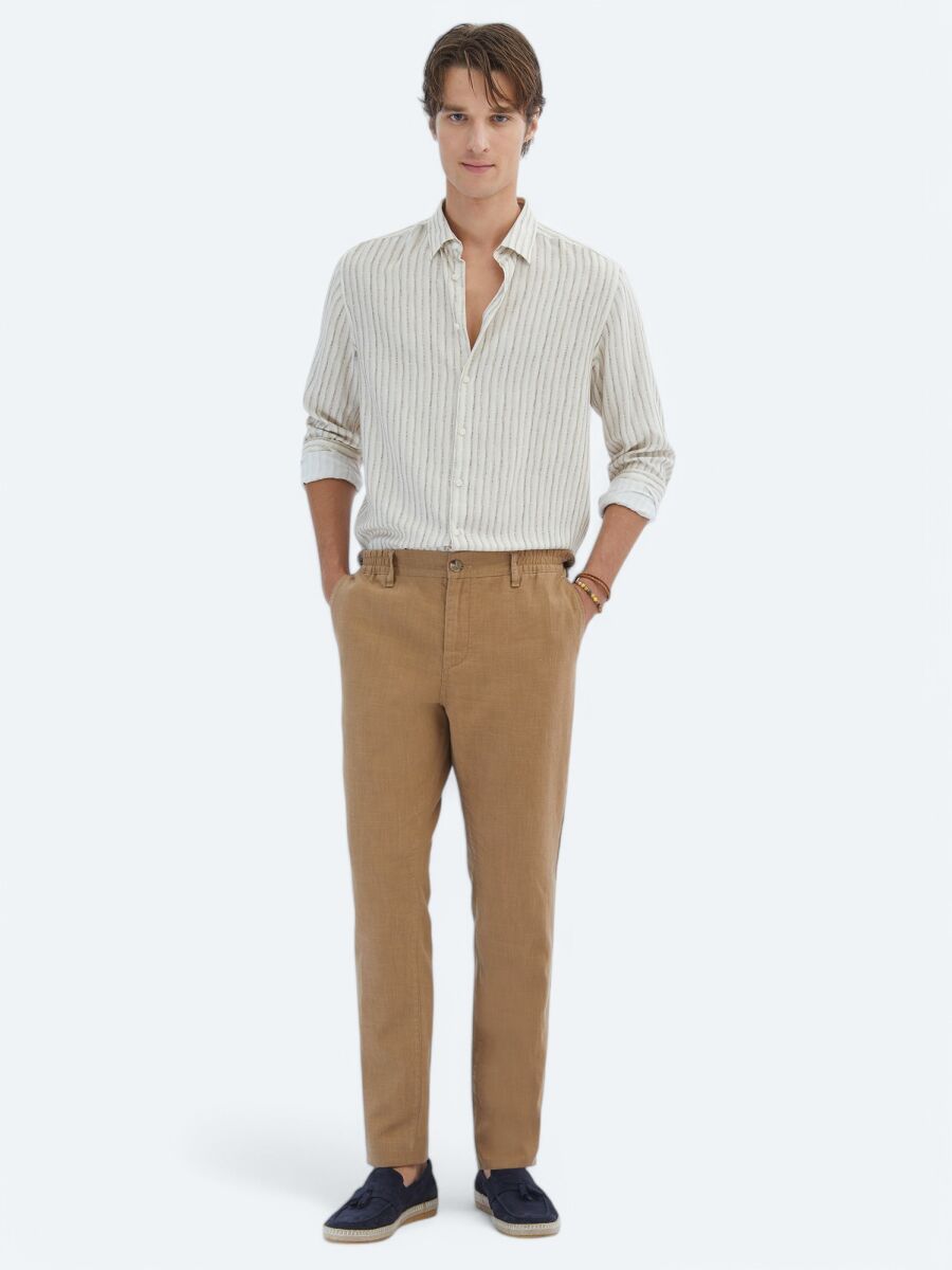 Beige Printed Regular Fit Weaving Casual Shirt - 2