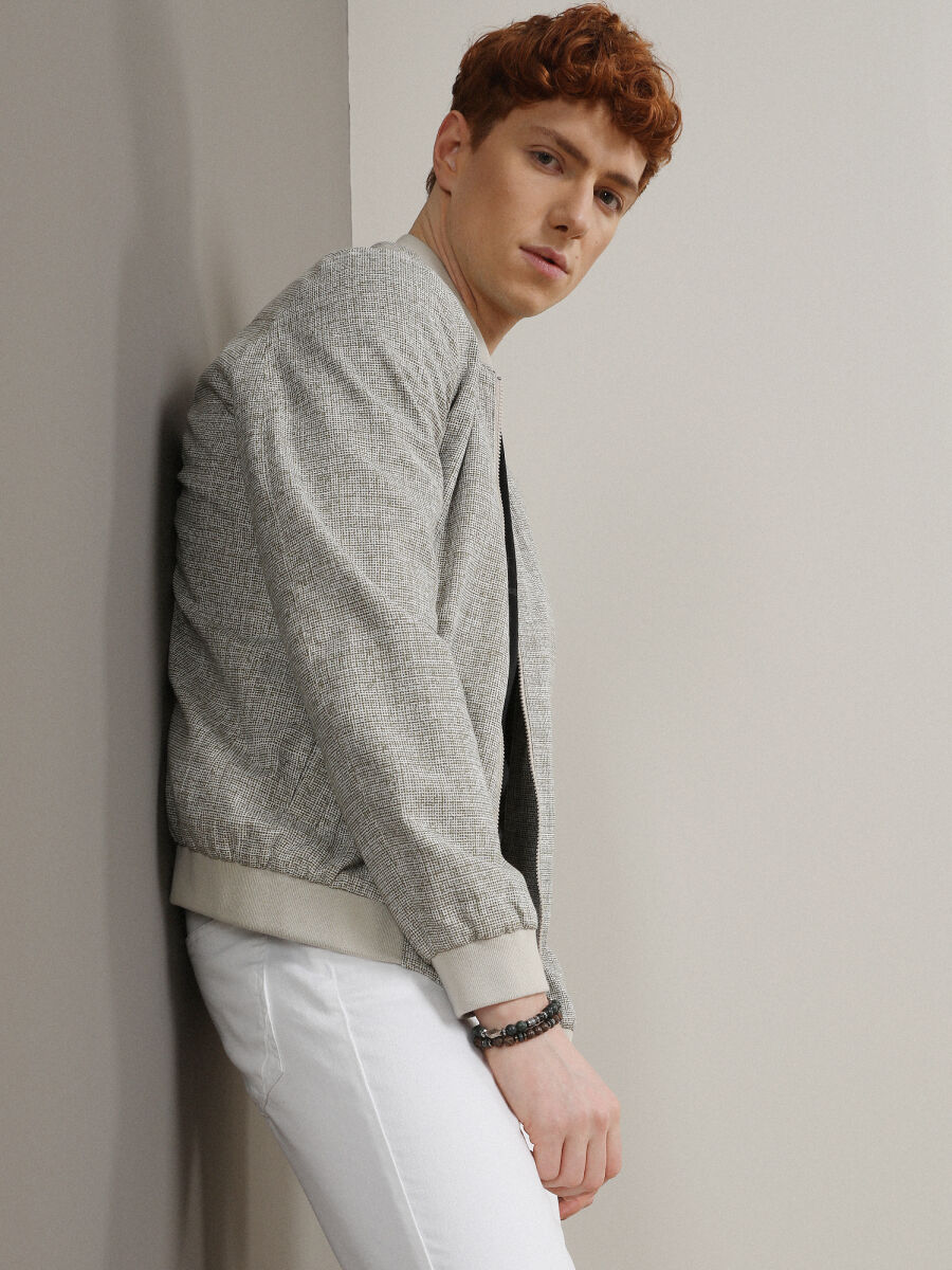 Beige Regular Fit Casual Weaving Coat - 2