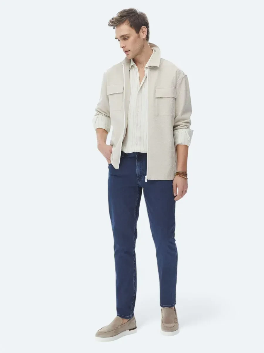 Beige Regular Fit Casual Weaving Coat - 2