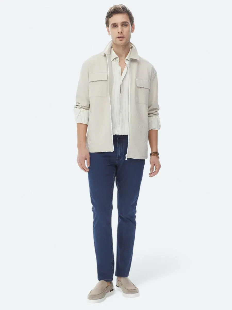 Beige Regular Fit Casual Weaving Coat - 9