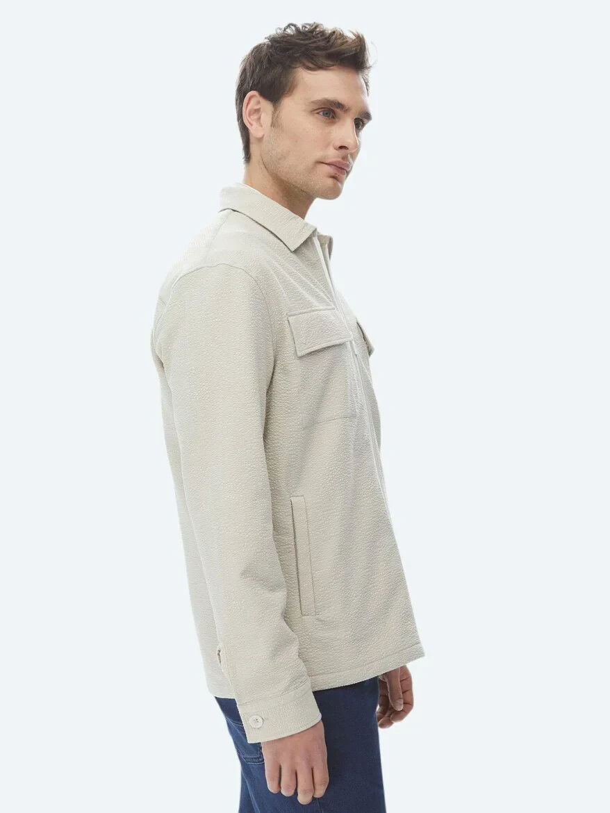 Beige Regular Fit Casual Weaving Coat - 10