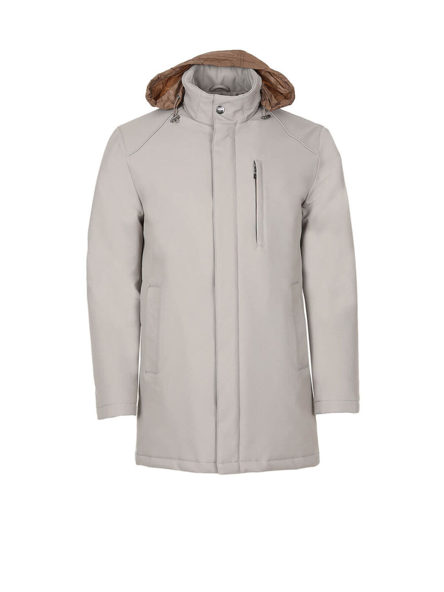 Beige Regular Fit Casual Weaving Rain Coat - 6