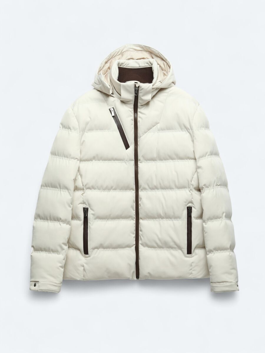 Beige Regular Fit Casual Weaving Removable Hood Coat - 8