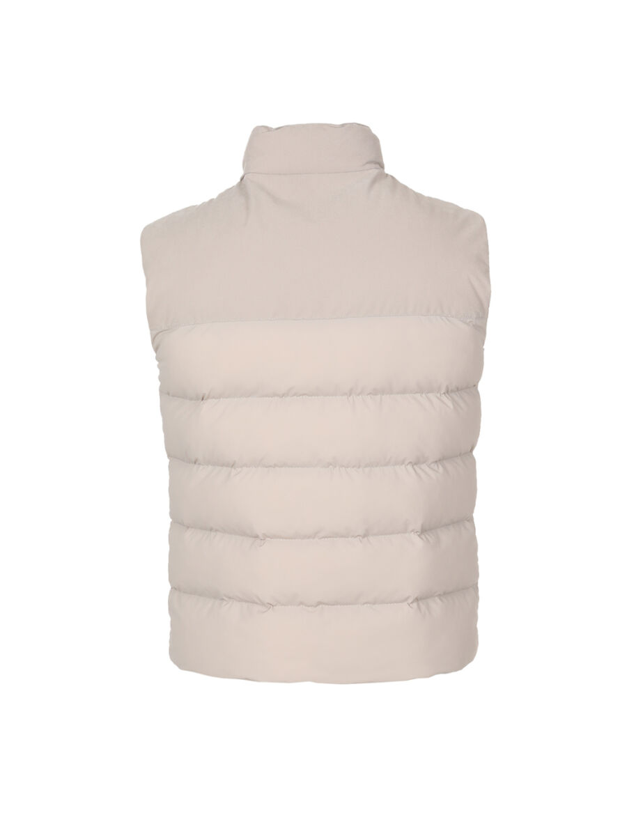 Beige Regular Fit Turtleneck Casual Weaving Puffer Vest - 5
